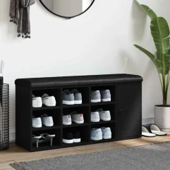 vidaXL Skobänk svart 102x32x50 cm konstruerat trä