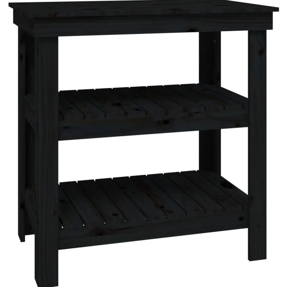 Discount vidaXL Skobänk 78,5x50x80 cm massiv furu Svart