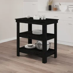 Discount vidaXL Skobänk 78,5x50x80 cm massiv furu Svart