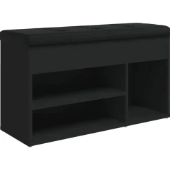 vidaXL Skobänk svart 82x32x45,5 cm konstruerat trä