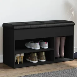 vidaXL Skobänk svart 82x32x45,5 cm konstruerat trä