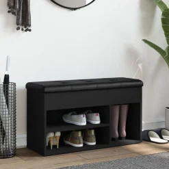 vidaXL Skobänk svart 82x32x45,5 cm konstruerat trä