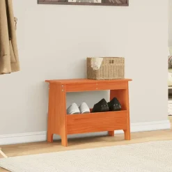 vidaXL Skobänk vaxbrun 60x28x45 cm massiv furu