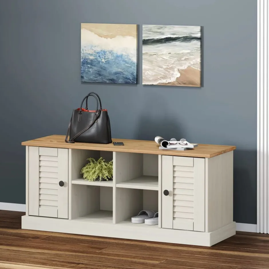 Sale vidaXL Skobänk VIGO 106x35x45 cm massiv furu Vit