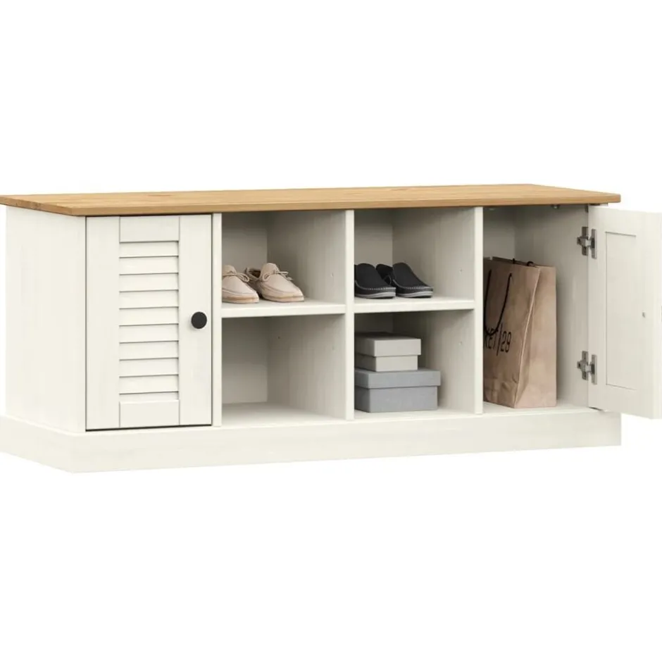 Sale vidaXL Skobänk VIGO 106x35x45 cm massiv furu Vit