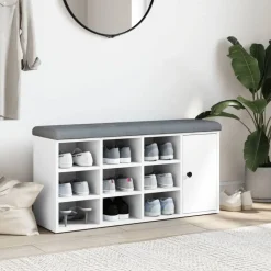 Best vidaXL Skobänk 102x32x50 cm konstruerat trä Vit