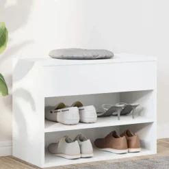 Outlet vidaXL Skobänk 60x30x45 cm konstruerat trä Vit