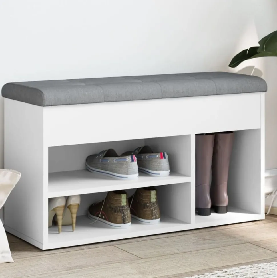 vidaXL Skobänk vit 82x32x45,5 cm konstruerat trä
