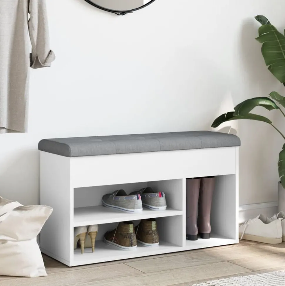 vidaXL Skobänk vit 82x32x45,5 cm konstruerat trä