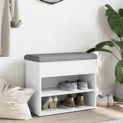 vidaXL Skobänk vit 62x32x50 cm konstruerat trä