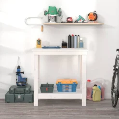 vidaXL Skobänk vit 80x50x80 cm massiv furu