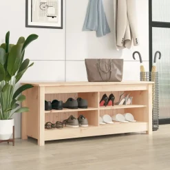 vidaXL Skobänk 110x38x45,5 cm massiv furu