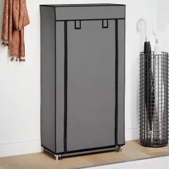 Outlet vidaXL Skoförvaring med överdrag 58x28x106 cm tyg Grå