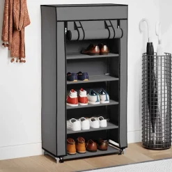 Outlet vidaXL Skoförvaring med överdrag 58x28x106 cm tyg Grå