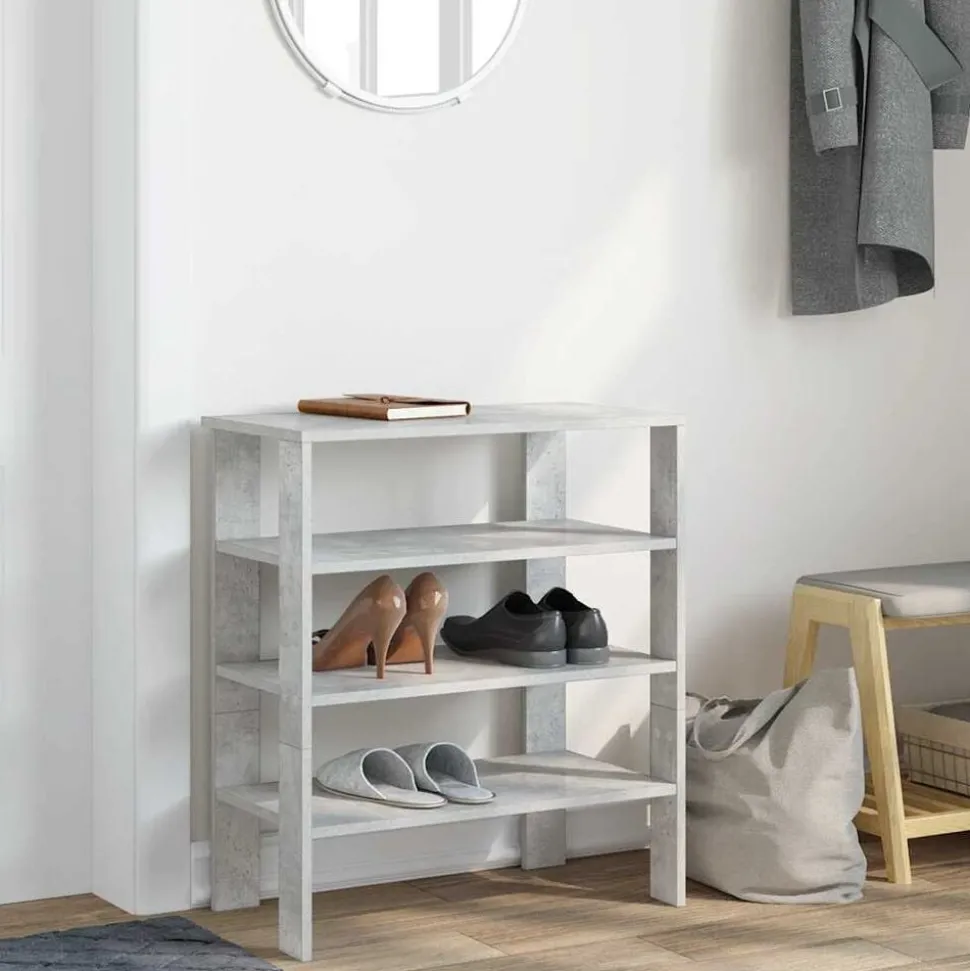 vidaXL Skohylla betonggrå 61x32x70 cm konstruerat trä