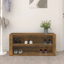 vidaXL Skohylla 100x35x45 cm konstruerat trä Rökfärgad ek