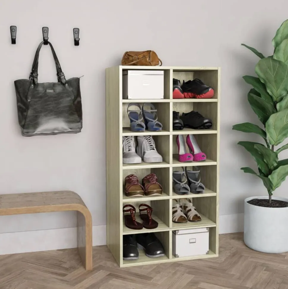 vidaXL Skohylla sonoma-ek 54x34x100,5 cm konstruerat trä
