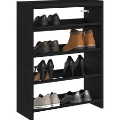 vidaXL Skohylla svart 60x25x81 cm konstruerat trä