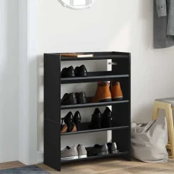 vidaXL Skohylla svart 60x25x81 cm konstruerat trä