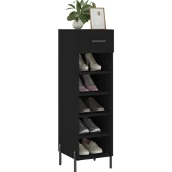 vidaXL Skohylla 30x35x105 cm konstruerat trä Svart