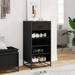 vidaXL Skohylla svart 48x38x97,5 cm konstruerat trä