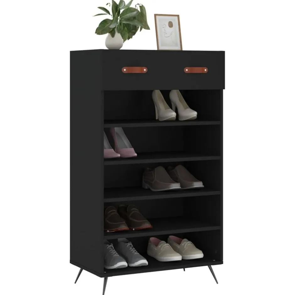 Sale vidaXL Skohylla 60x35x105 cm konstruerat trä Svart