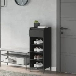 Outlet vidaXL Skohylla 40x36x105 cm konstruerat trä Svart