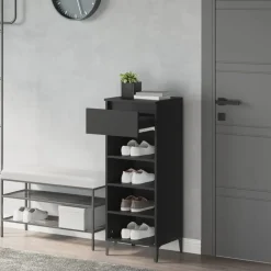 Outlet vidaXL Skohylla 40x36x105 cm konstruerat trä Svart