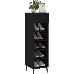vidaXL Skohylla svart 30x35x105 cm konstruerat trä