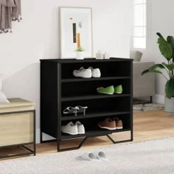 Outlet vidaXL Skohylla 80x38x78 cm konstruerat trä Svart