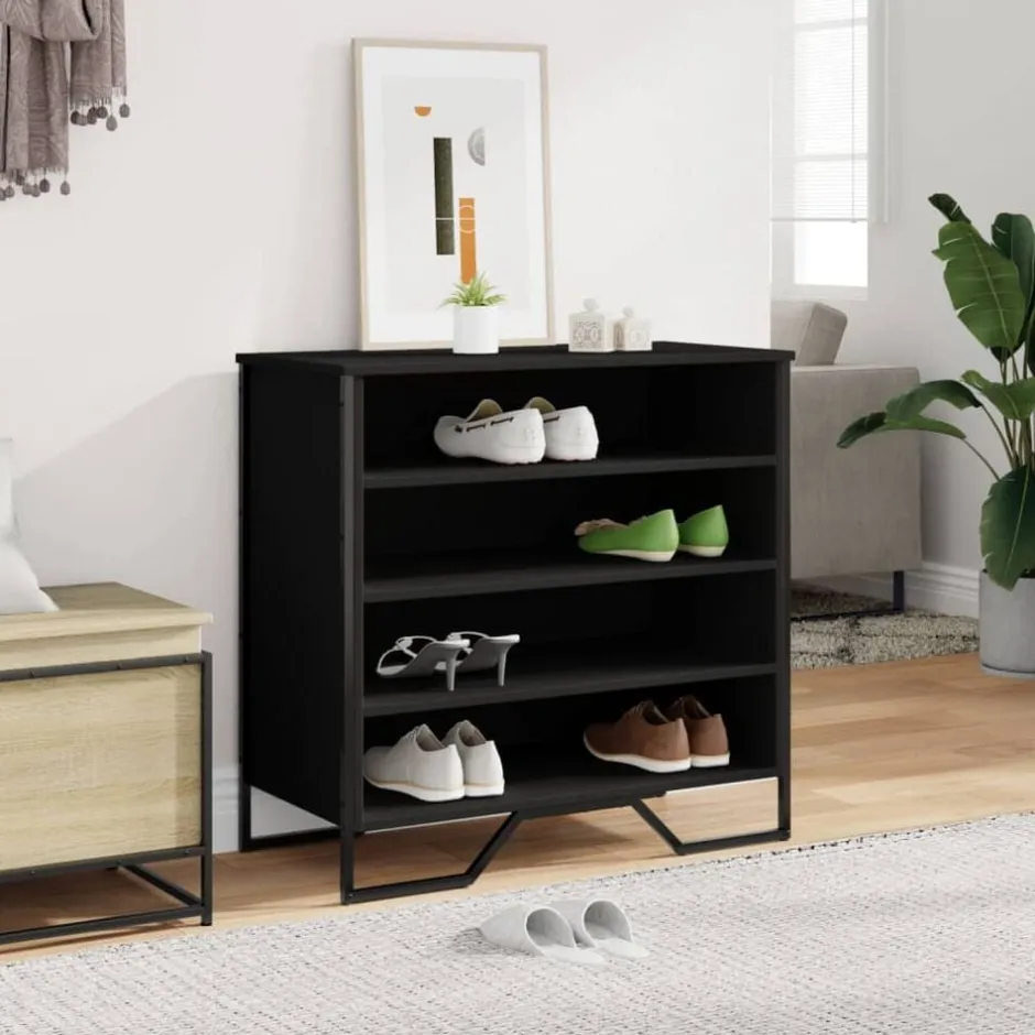 Outlet vidaXL Skohylla 80x38x78 cm konstruerat trä Svart