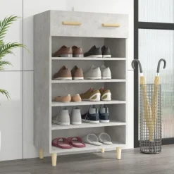 vidaXL Skoskåp betonggrå 60x35x105 cm konstruerat trä
