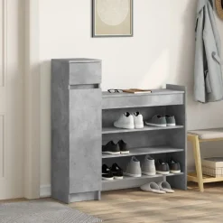 Hot vidaXL Skoskåp 100,5x28x100 cm konstruerat trä Betonggrå