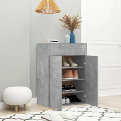 vidaXL Skoskåp betonggrå 60x35x84 cm konstruerat trä
