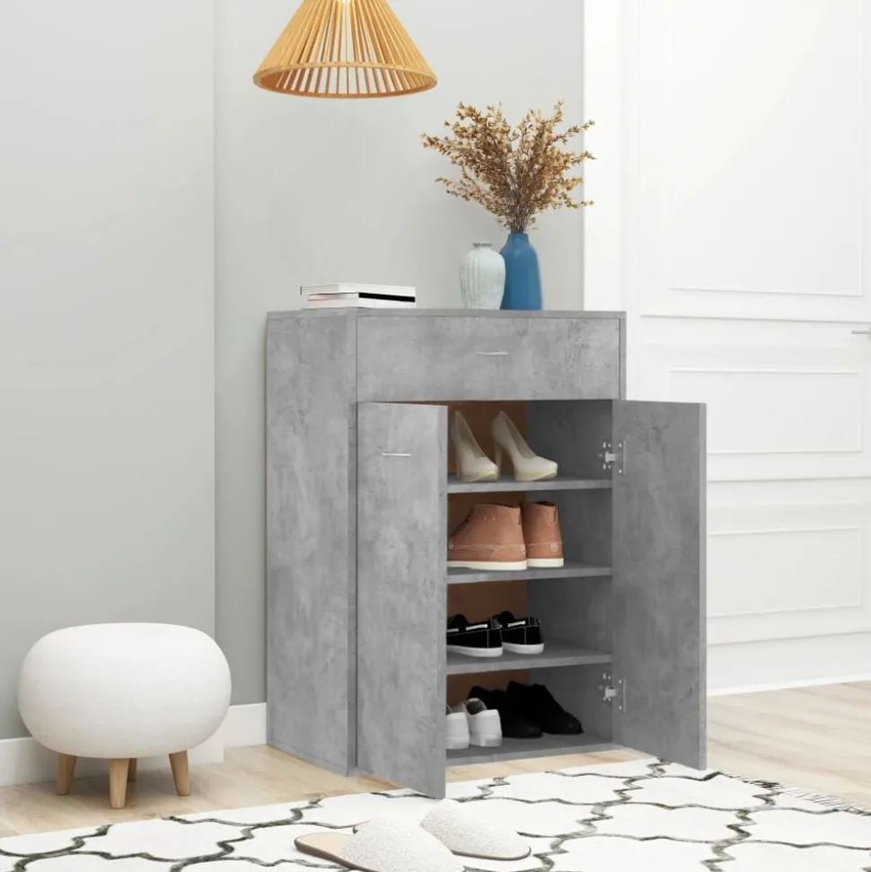 vidaXL Skoskåp betonggrå 60x35x84 cm konstruerat trä