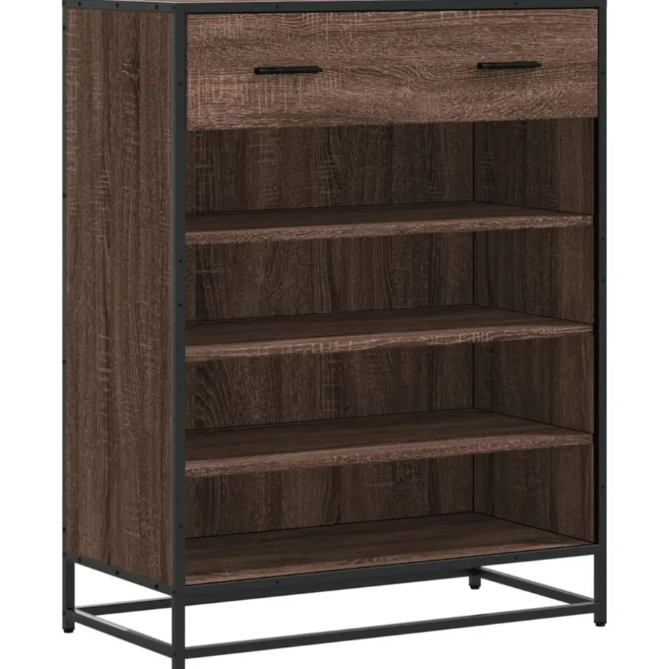 Online vidaXL Skoskåp 75x38x97,5 cm konstruerat trä och metall brun ek