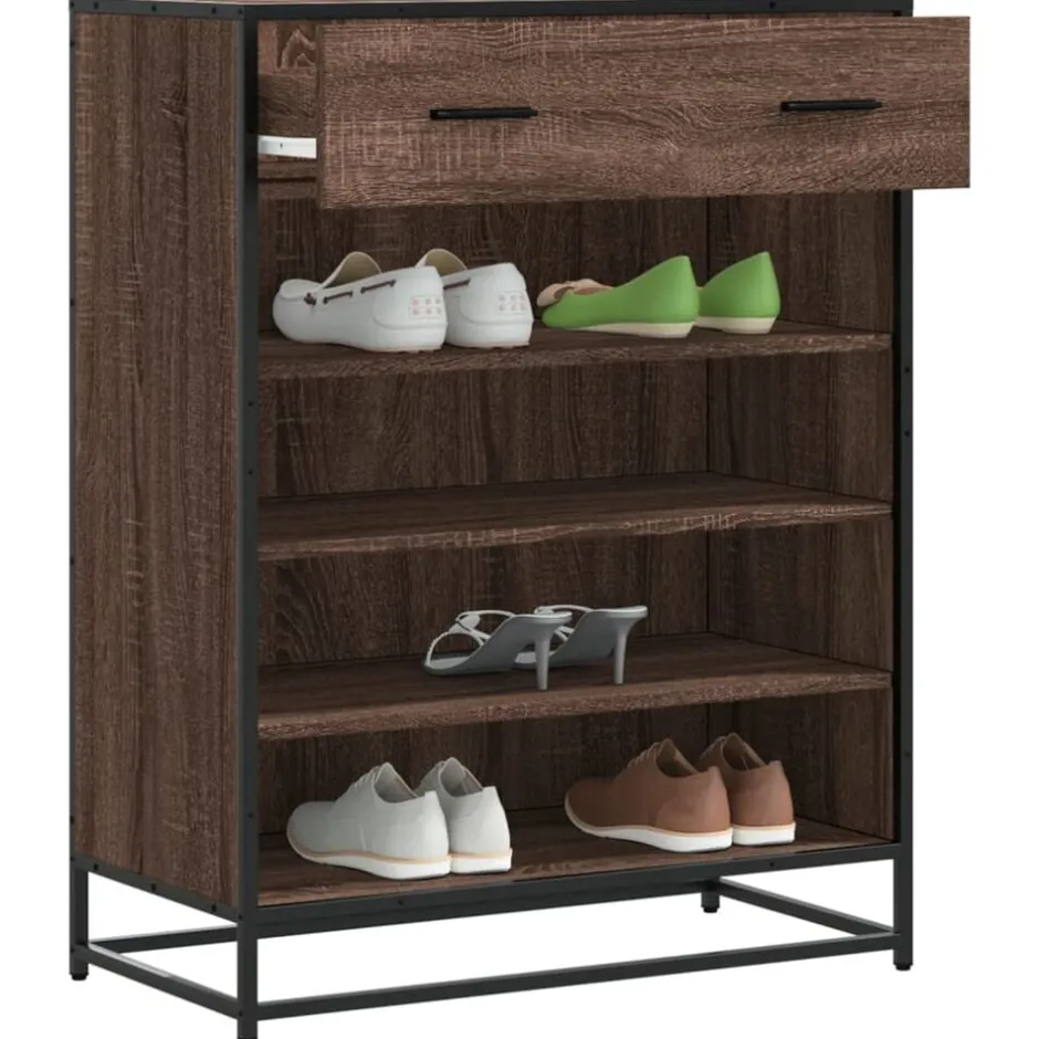 Online vidaXL Skoskåp 75x38x97,5 cm konstruerat trä och metall brun ek