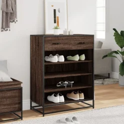 Online vidaXL Skoskåp 75x38x97,5 cm konstruerat trä och metall brun ek