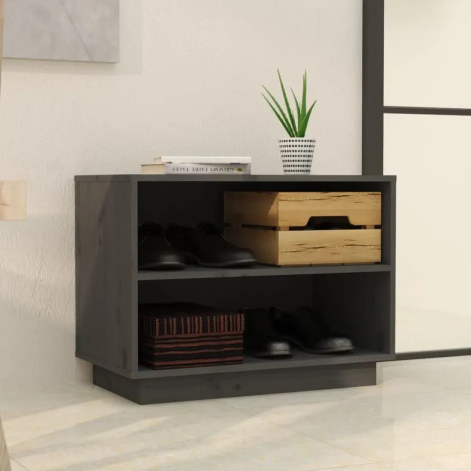 Outlet vidaXL Skoskåp 60x34x45 cm massiv furu Grå