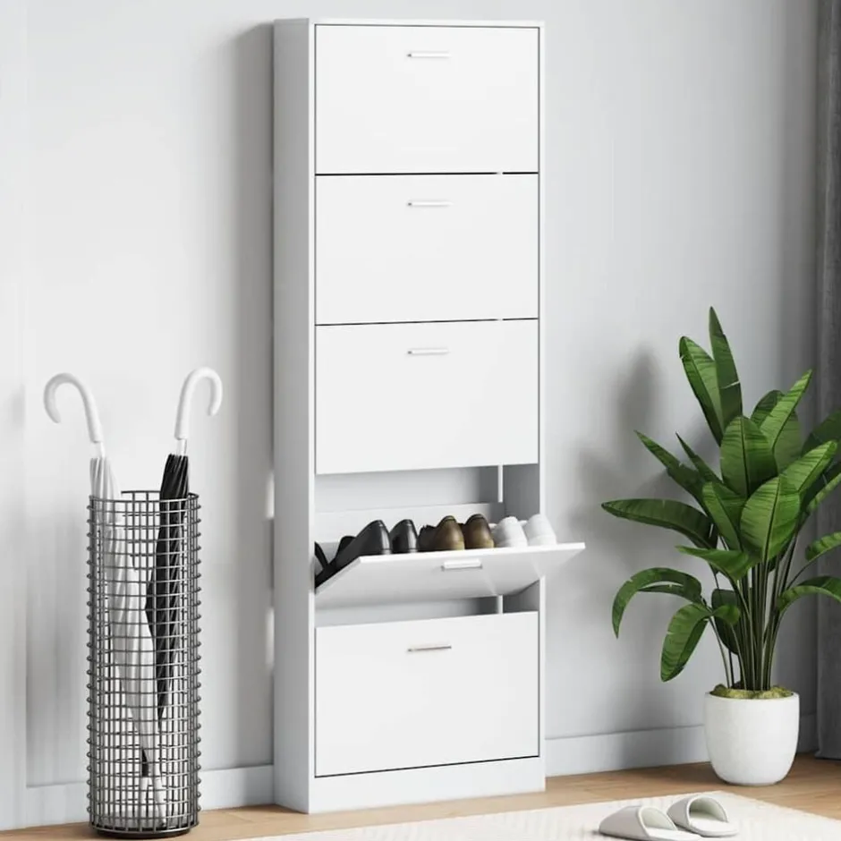 Discount vidaXL Skoskåp i trä med 5 fack Vit