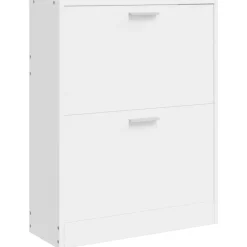 vidaXL Skoskåp i trä med 2 fack Vit