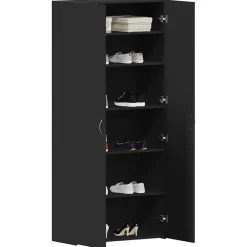 Discount vidaXL Skoskåp med hylla 80 x 35.5 x 180 cm Konstruerat trä Svart