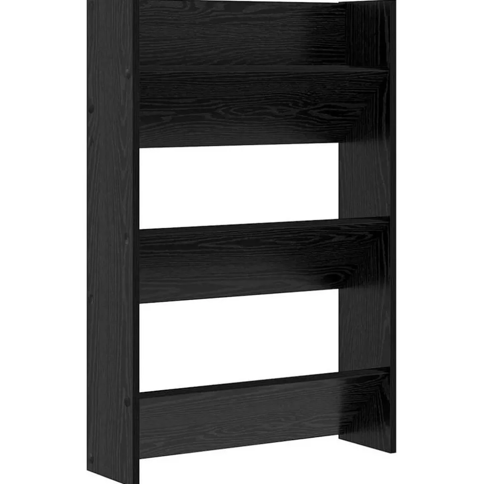 vidaXL Skoskåp med hylla Svart Ek 60 x 18 x 90 cm Konstruerat trä