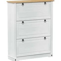 vidaXL Skoskåp med låda Corona Vit 99 x 32 x 122 cm Massiv furu