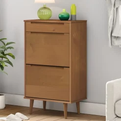 vidaXL Skoskåp MOLDE 59,5x35x103 cm massiv furu Brun