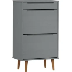 Discount vidaXL Skoskåp MOLDE 59,5x35x103 cm massiv furu Grå