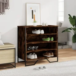 vidaXL Skoskåp rökfärgad ek 80x38x78 cm konstruerat trä