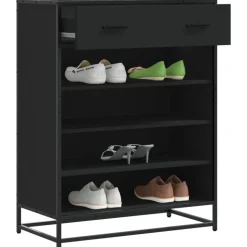 vidaXL Skoskåp svart 75x38x97,5 cm konstruerat trä och metall