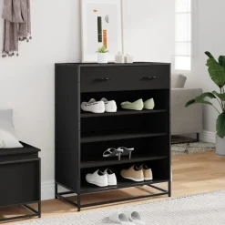 vidaXL Skoskåp svart 75x38x97,5 cm konstruerat trä och metall