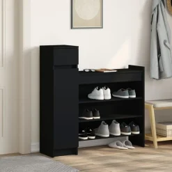 vidaXL Skoskåp svart 100,5x28x100 cm konstruerat trä